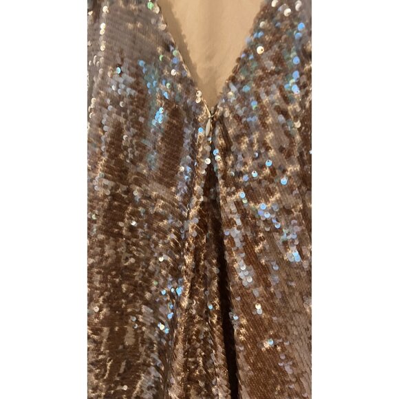 HALSTON Yvonne brown Sequin Sleeveless Midi Dress size 4 NWOT - Picture 8 of 11
